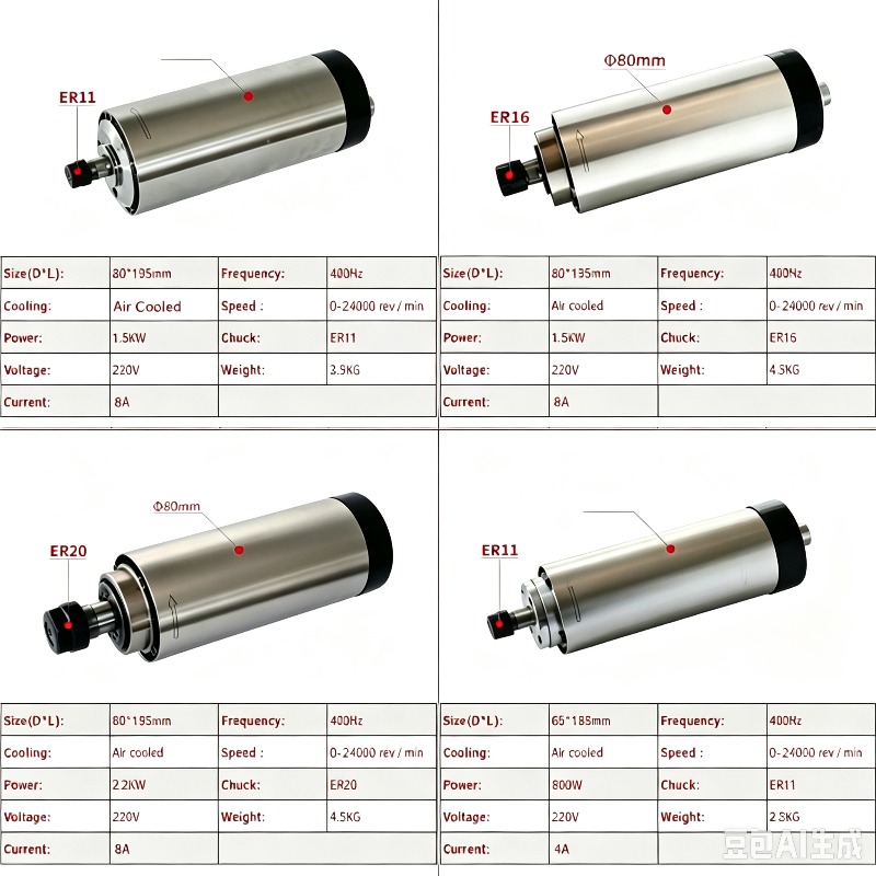 CNC Air Cooled 800W 1500W 2200 - Er20 Collet Chuck Spindle Motor 220V ulasan dan harga